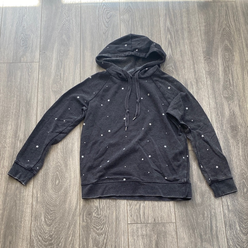 Z Supply - Dark Grey Hoodie with White Star Accents - Size S